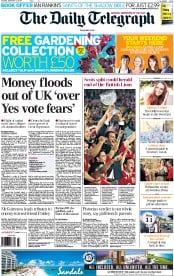 The Daily Telegraph (UK) Newspaper Front Page for 13 September 2014