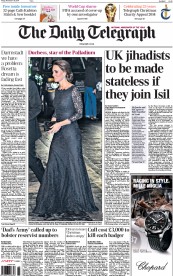 The Daily Telegraph Newspaper Front Page (UK) for 14 November 2014