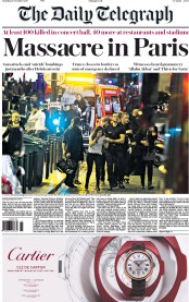 The Daily Telegraph (UK) Newspaper Front Page for 14 November 2015