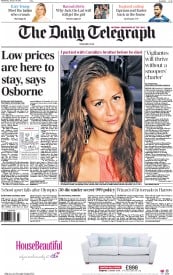 The Daily Telegraph (UK) Newspaper Front Page for 14 January 2015