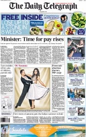 The Daily Telegraph Newspaper Front Page (UK) for 14 September 2013