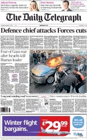 The Daily Telegraph (UK) Newspaper Front Page for 15 November 2012