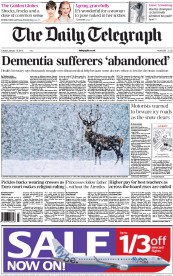 The Daily Telegraph (UK) Newspaper Front Page for 15 January 2013