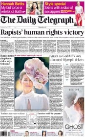 The Daily Telegraph (UK) Newspaper Front Page for 15 June 2011