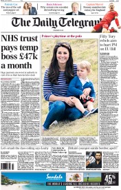 The Daily Telegraph (UK) Newspaper Front Page for 15 June 2015