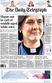 The Daily Telegraph Newspaper Front Page (UK) for 15 July 2014