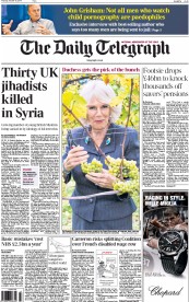 The Daily Telegraph (UK) Newspaper Front Page for 16 October 2014