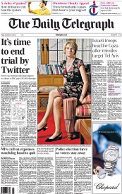 The Daily Telegraph Newspaper Front Page (UK) for 16 November 2012