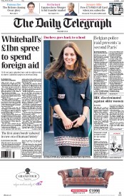 The Daily Telegraph (UK) Newspaper Front Page for 16 January 2015