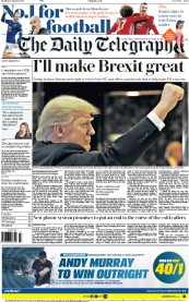 The Daily Telegraph (UK) Newspaper Front Page for 16 January 2017