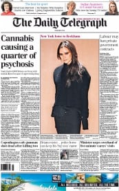 The Daily Telegraph Newspaper Front Page (UK) for 16 February 2015