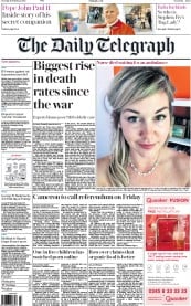 The Daily Telegraph (UK) Newspaper Front Page for 16 February 2016
