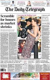 The Daily Telegraph Newspaper Front Page (UK) for 16 April 2015