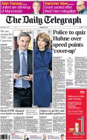 The Daily Telegraph (UK) Newspaper Front Page for 16 May 2011