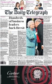 The Daily Telegraph (UK) Newspaper Front Page for 16 May 2016