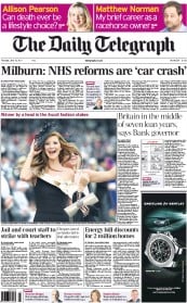 The Daily Telegraph (UK) Newspaper Front Page for 16 June 2011