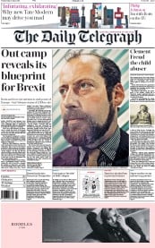 The Daily Telegraph (UK) Newspaper Front Page for 16 June 2016