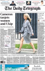 The Daily Telegraph Newspaper Front Page (UK) for 16 July 2014