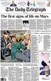 The Daily Telegraph Newspaper Front Page (UK) for 17 December 2014