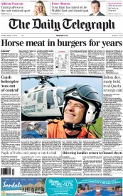 The Daily Telegraph (UK) Newspaper Front Page for 17 January 2013