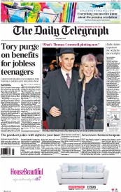 The Daily Telegraph Newspaper Front Page (UK) for 17 February 2015