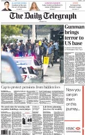 The Daily Telegraph Newspaper Front Page (UK) for 17 September 2013