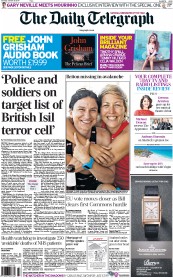 The Daily Telegraph Newspaper Front Page (UK) for 18 October 2014