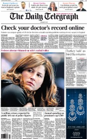 The Daily Telegraph (UK) Newspaper Front Page for 18 November 2014