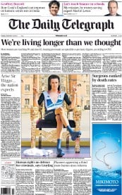 The Daily Telegraph Newspaper Front Page (UK) for 18 December 2012