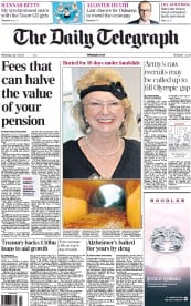 The Daily Telegraph Newspaper Front Page (UK) for 18 July 2012