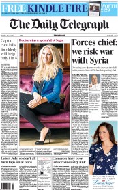 The Daily Telegraph (UK) Newspaper Front Page for 18 July 2013