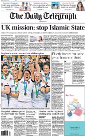 The Daily Telegraph (UK) Newspaper Front Page for 18 August 2014