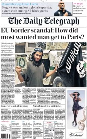 The Daily Telegraph (UK) Newspaper Front Page for 19 November 2015