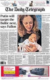 The Daily Telegraph Newspaper Front Page (UK) for 19 February 2015
