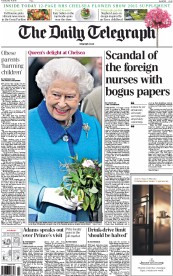 The Daily Telegraph Newspaper Front Page (UK) for 19 May 2015
