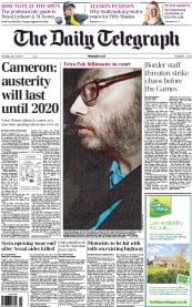 The Daily Telegraph Newspaper Front Page (UK) for 19 July 2012