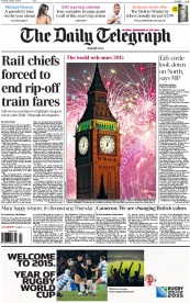 The Daily Telegraph (UK) Newspaper Front Page for 1 January 2015