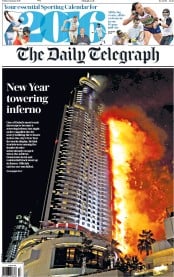 The Daily Telegraph (UK) Newspaper Front Page for 1 January 2016