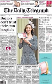 The Daily Telegraph (UK) Newspaper Front Page for 1 March 2013