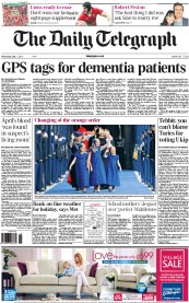 The Daily Telegraph Newspaper Front Page (UK) for 1 May 2013