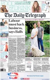 The Daily Telegraph Newspaper Front Page (UK) for 1 August 2015