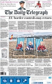 The Daily Telegraph (UK) Newspaper Front Page for 1 September 2015