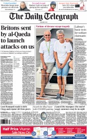 The Daily Telegraph Newspaper Front Page (UK) for 20 January 2014
