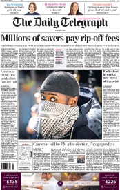 The Daily Telegraph (UK) Newspaper Front Page for 20 February 2015