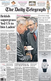 The Daily Telegraph Newspaper Front Page (UK) for 20 May 2015