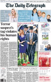 The Daily Telegraph Newspaper Front Page (UK) for 20 June 2015