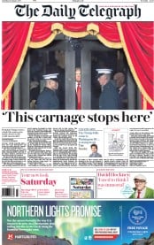 The Daily Telegraph (UK) Newspaper Front Page for 21 January 2017