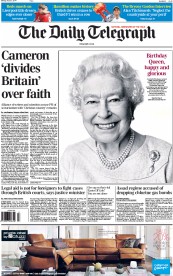 The Daily Telegraph Newspaper Front Page (UK) for 21 April 2014