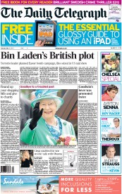 The Daily Telegraph (UK) Newspaper Front Page for 21 May 2011