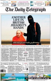 The Daily Telegraph Newspaper Front Page (UK) for 21 August 2014